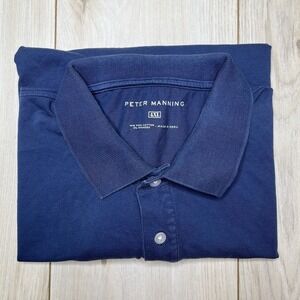 Peter Manning Blue Pima Cotton Short Sleeve Polo Shirt Stretch Men's Size 4XL